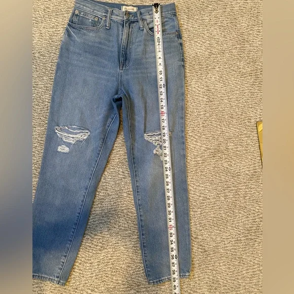 Madewell The Momjean Size 27 Distressed High Rise Straight Leg Jeans - Picture 8 of 9